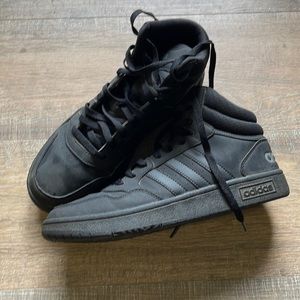 Black mens adidas basketball sneakers.